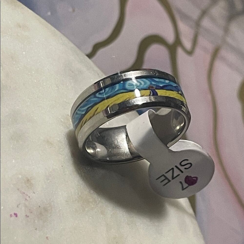 Men’s wedding band style ring stainless steel size 7